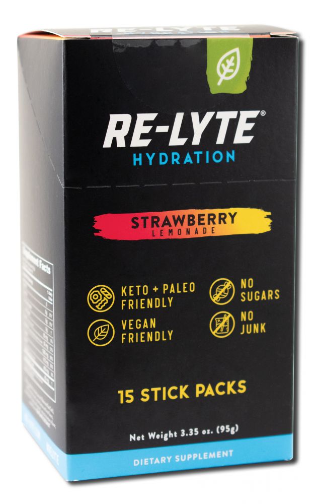 Redmond Trading Company REDMOND RE-LYTE ELECTROLYTE DRINK MIX Hydration Strawberry Lemonade 15 Stick Pack