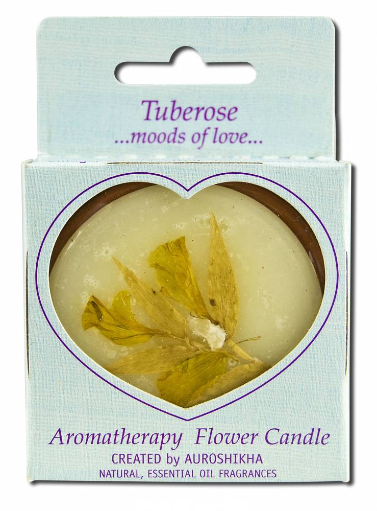 Auroshikha Medium Terra Cotta (2.5 in x 1in) Round Flower Candles Tuberose