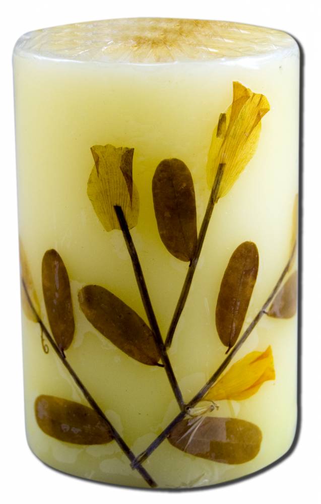 Auroshikha Cylindrical (1.75 in x 2.75 in)(4.6 cm) Flower Candles Sandal