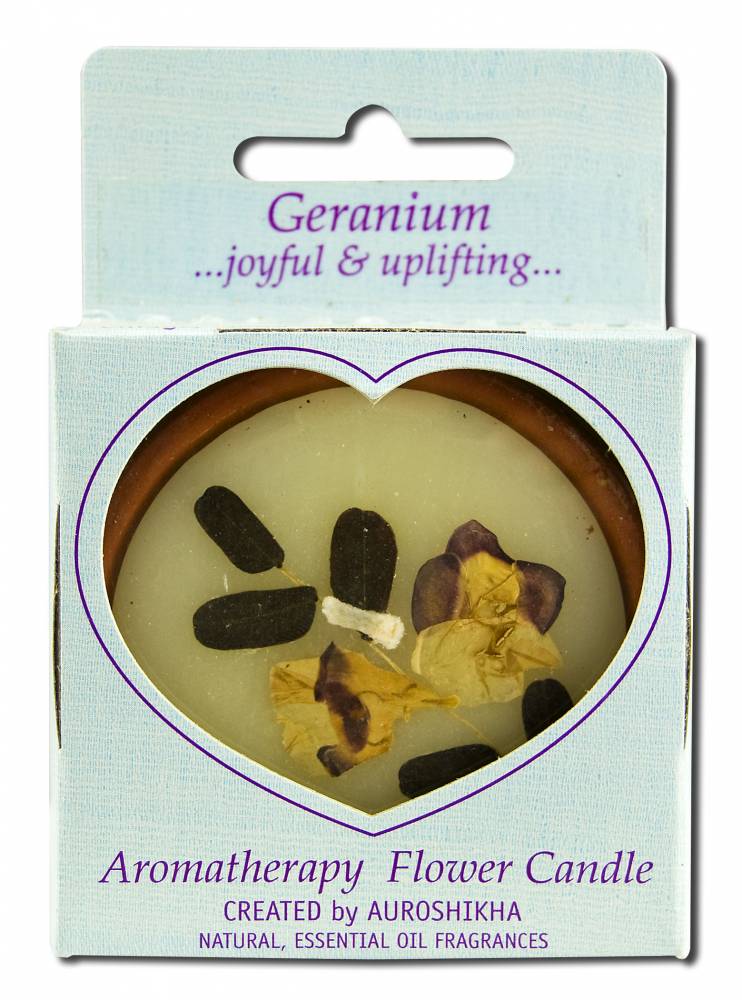 Auroshikha Medium Terra Cotta (2.5 in x 1in) Round Flower Candles Geranium