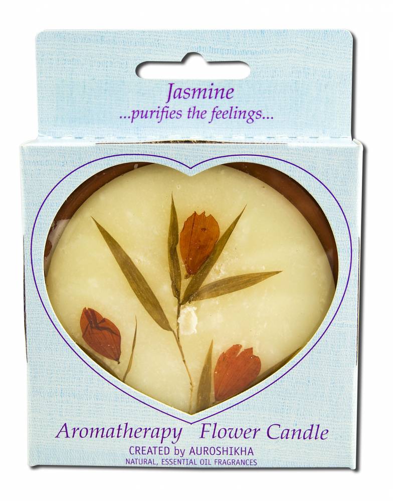 Auroshikha Large Terra Cotta (3.63 in x 1 in) Round Flower Candles Jasmine