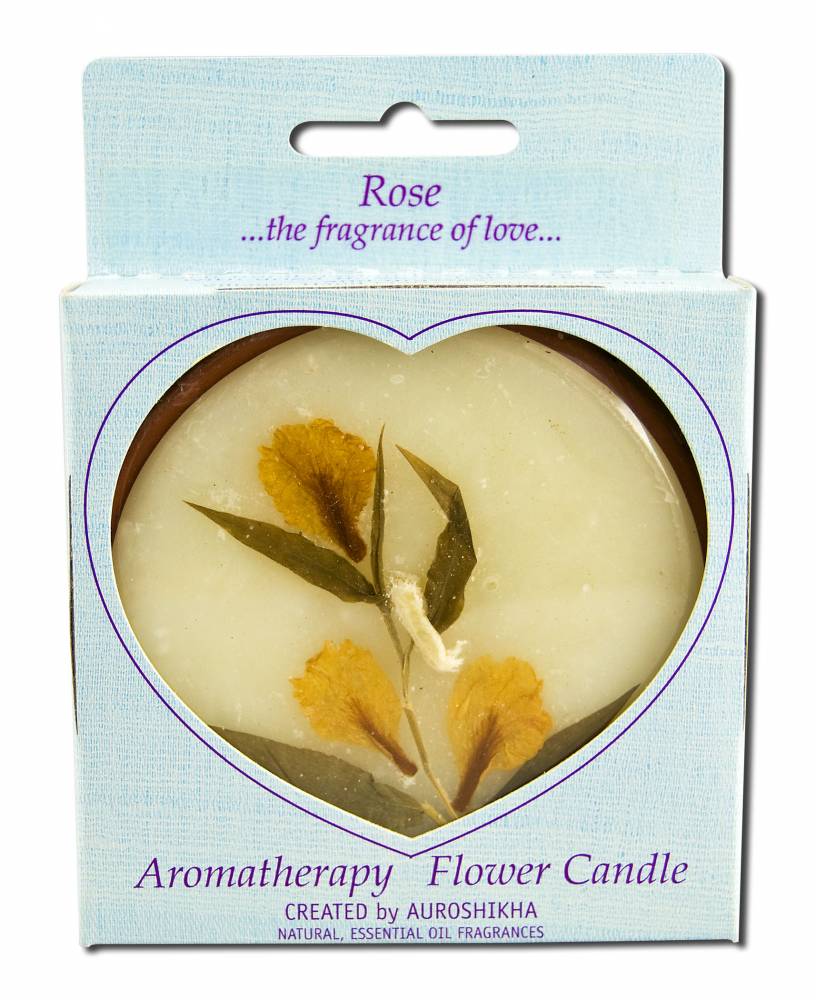 Auroshikha Large Terra Cotta (3.63 in x 1 in) Round Flower Candles Rose