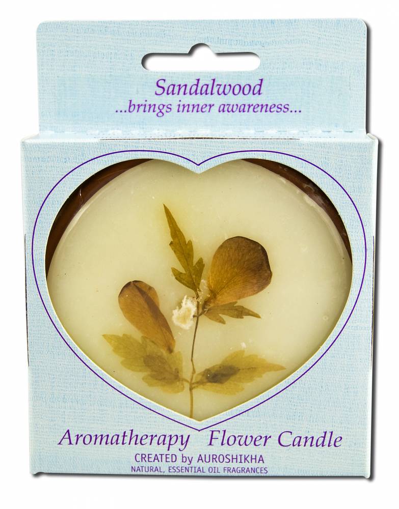 Auroshikha Large Terra Cotta (3.63 in x 1 in) Round Flower Candles Sandalwood
