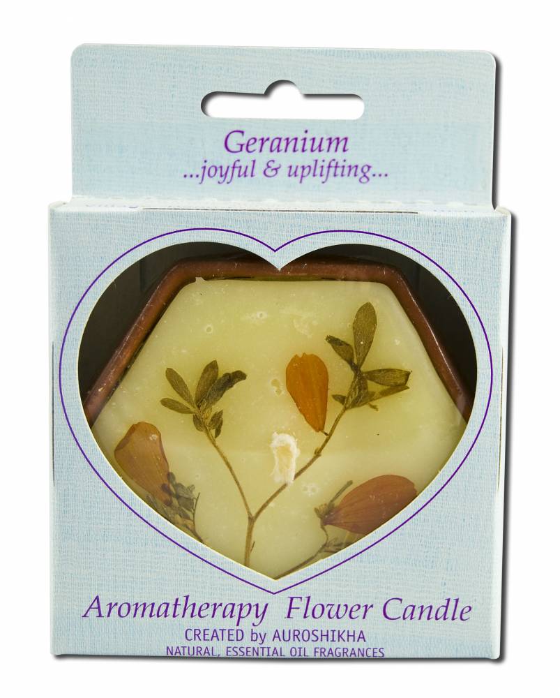 Auroshikha Hexagon Terra Cotta (3 in x 1 in) Flower Candles Geranium