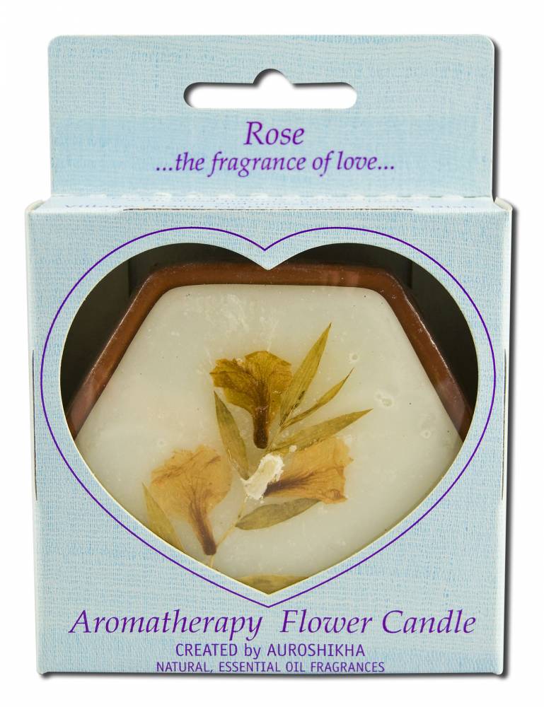 Auroshikha Hexagon Terra Cotta (3 in x 1 in) Flower Candles Rose