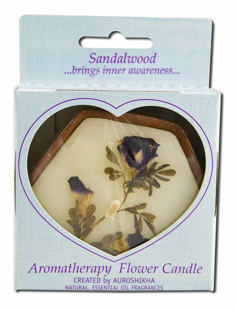 Auroshikha Hexagon Terra Cotta (3 in x 1 in) Flower Candles Sandalwood