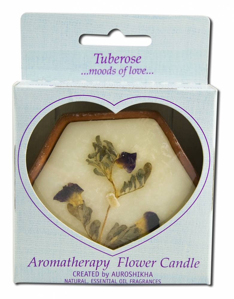 Auroshikha Hexagon Terra Cotta (3 in x 1 in) Flower Candles Tuberose