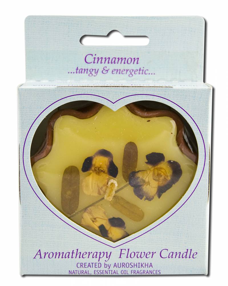 Auroshikha Flower Shape Terra Cotta (3.38 in x 1 in) Flower Candles Cinnamon