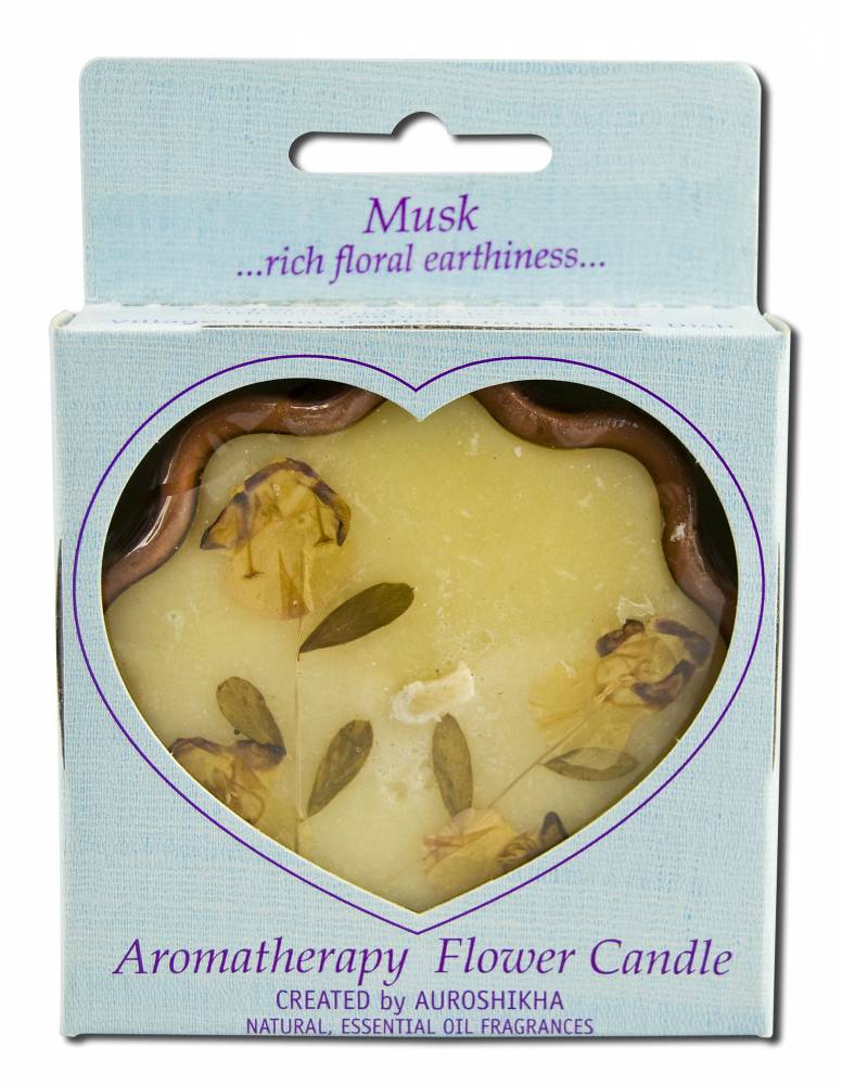 Auroshikha Flower Shape Terra Cotta (3.38 in x 1 in) Flower Candles Musk