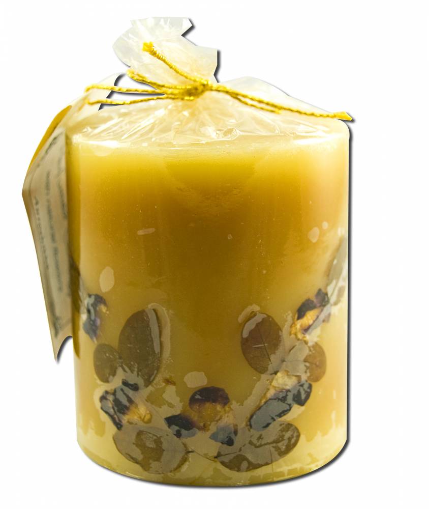 Auroshikha 3 in Pillar (2.75 in x 3 in) Flower Candles Cedar