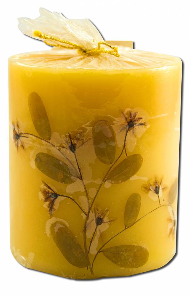 Auroshikha 3 in Pillar (2.75 in x 3 in) Flower Candles Patchouli