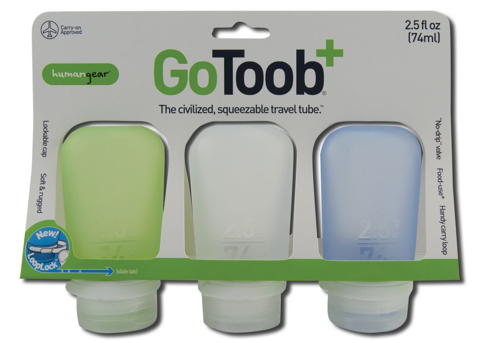 Humangear go Toob+ 3 pk Medium 2.5 oz Clear/Green/Blue