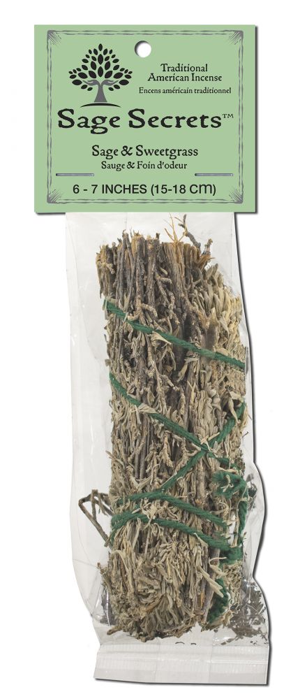 Sage Secrets Smudge Wands Sage Sweetgrass 7"