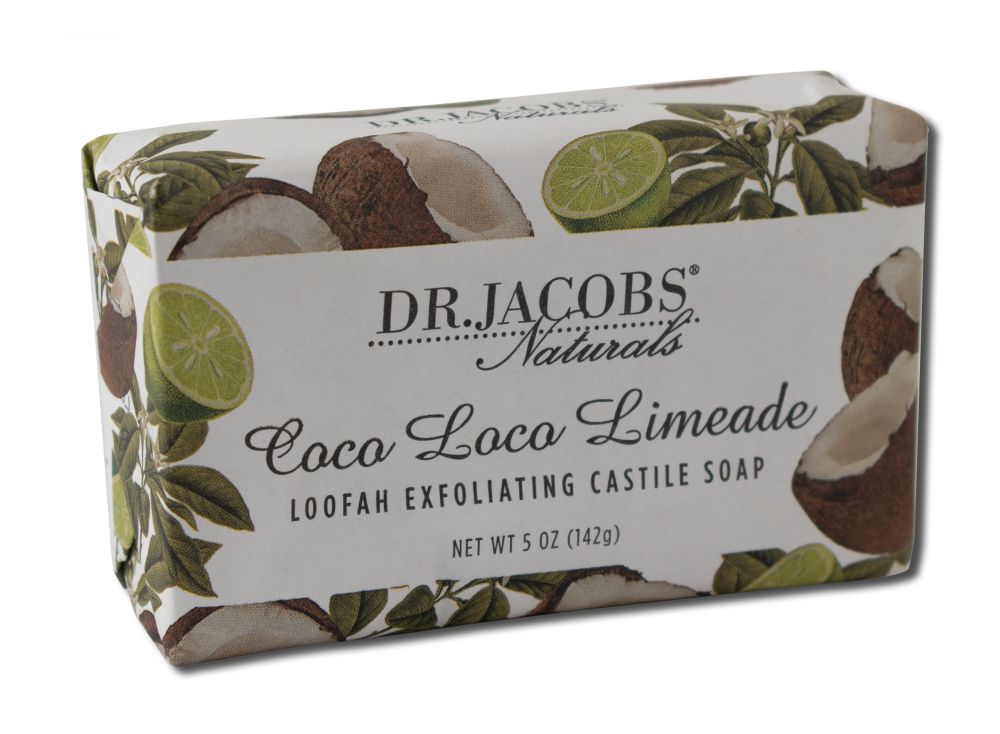 Dr. Jacobs Naturals Loofah Exfoliating Castile Bar Soap Coco Loco Limeade 5 oz