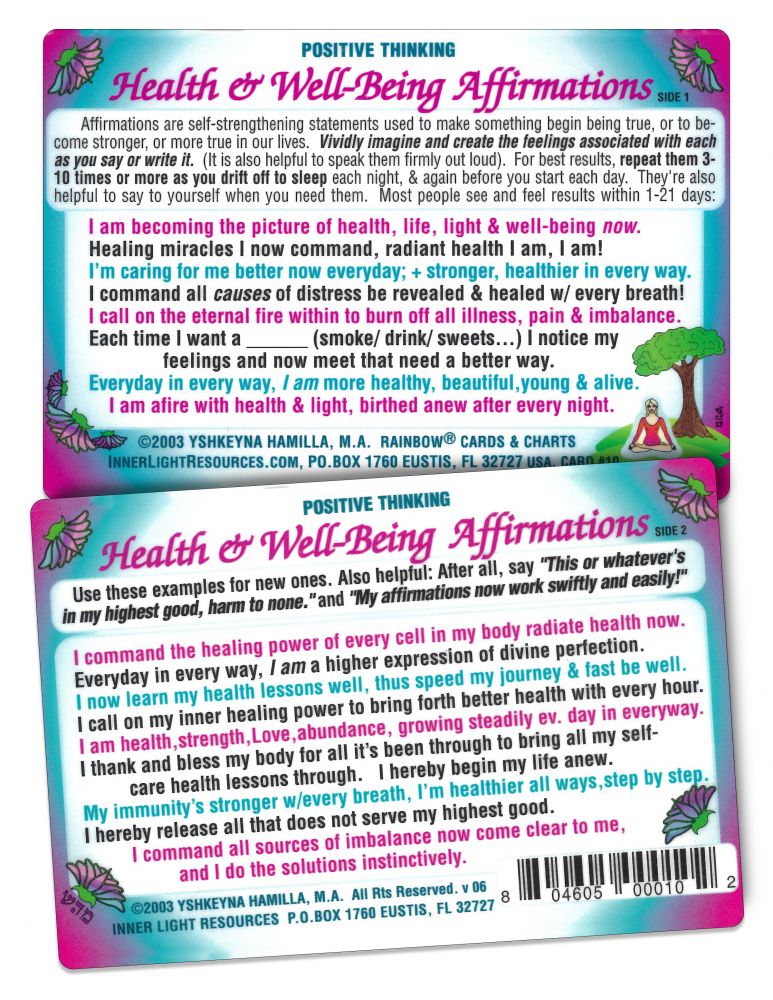 Inner Light Resources Original Wallet Cards Health Affirmations