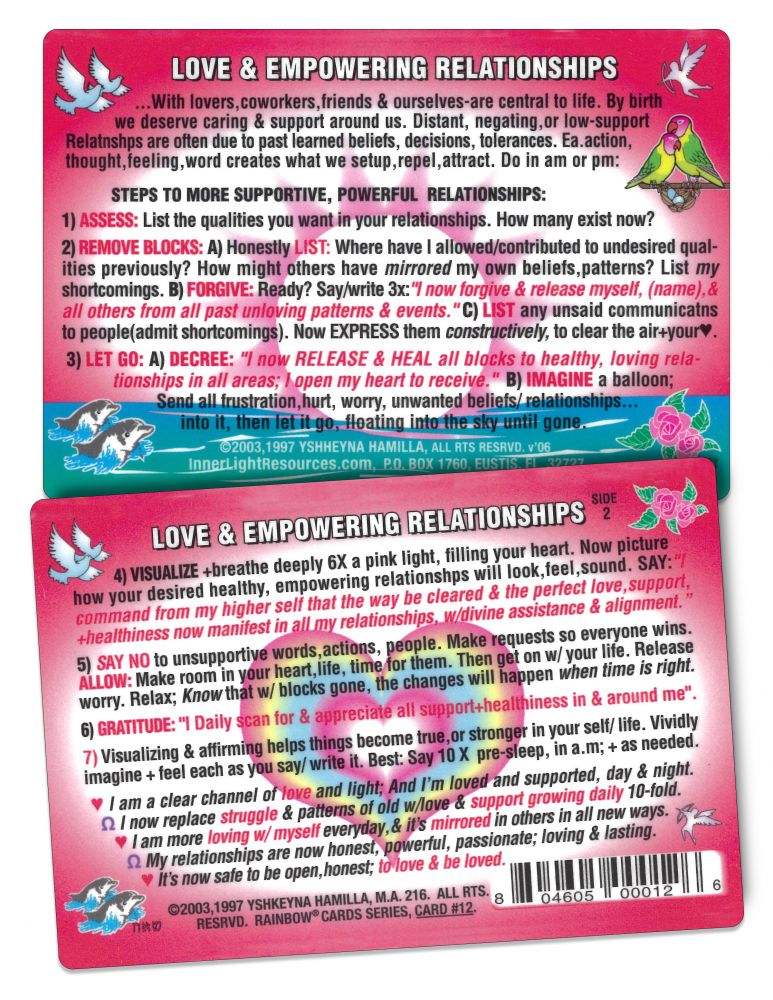 Inner Light Resources Original Wallet Cards Love & Relationship Affirm