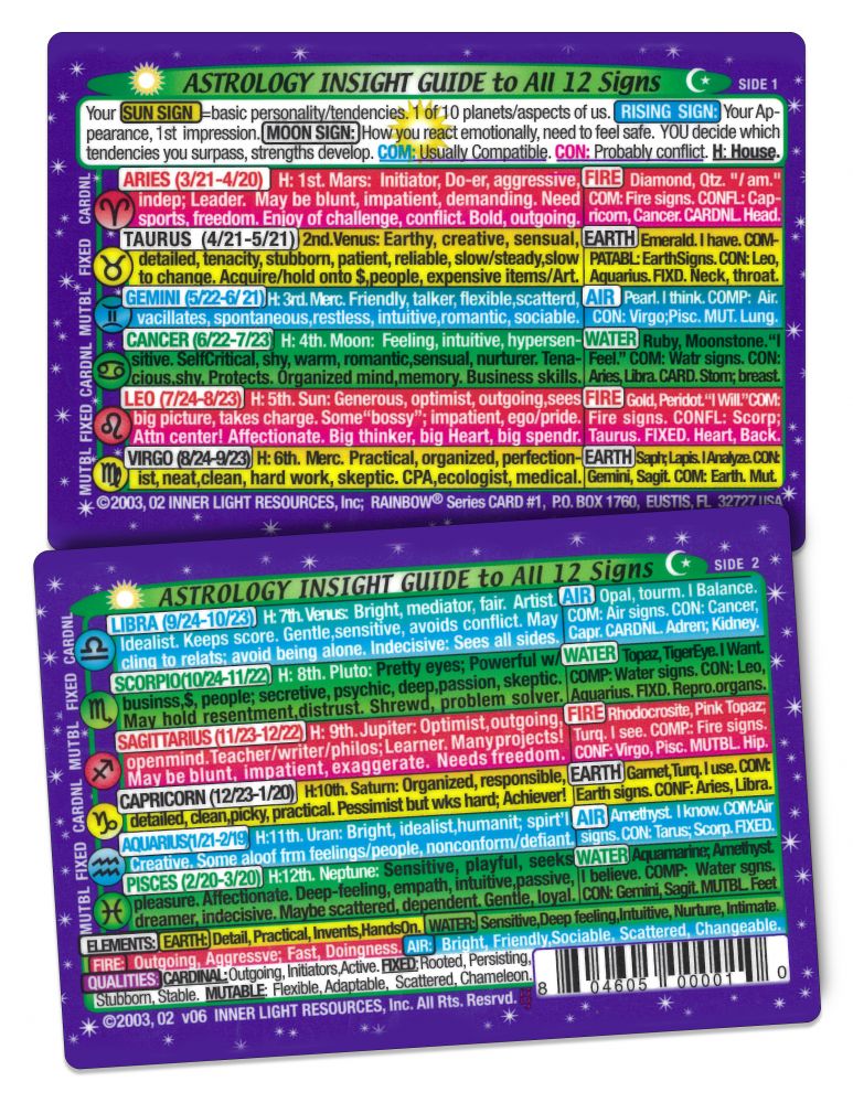 Inner Light Resources Original Wallet Cards Astrology Insight Guide