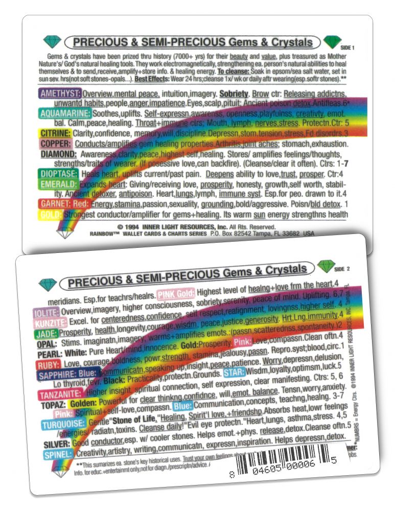 Inner Light Resources Original Wallet Cards Crystal-Precious & Semi Precious Gems