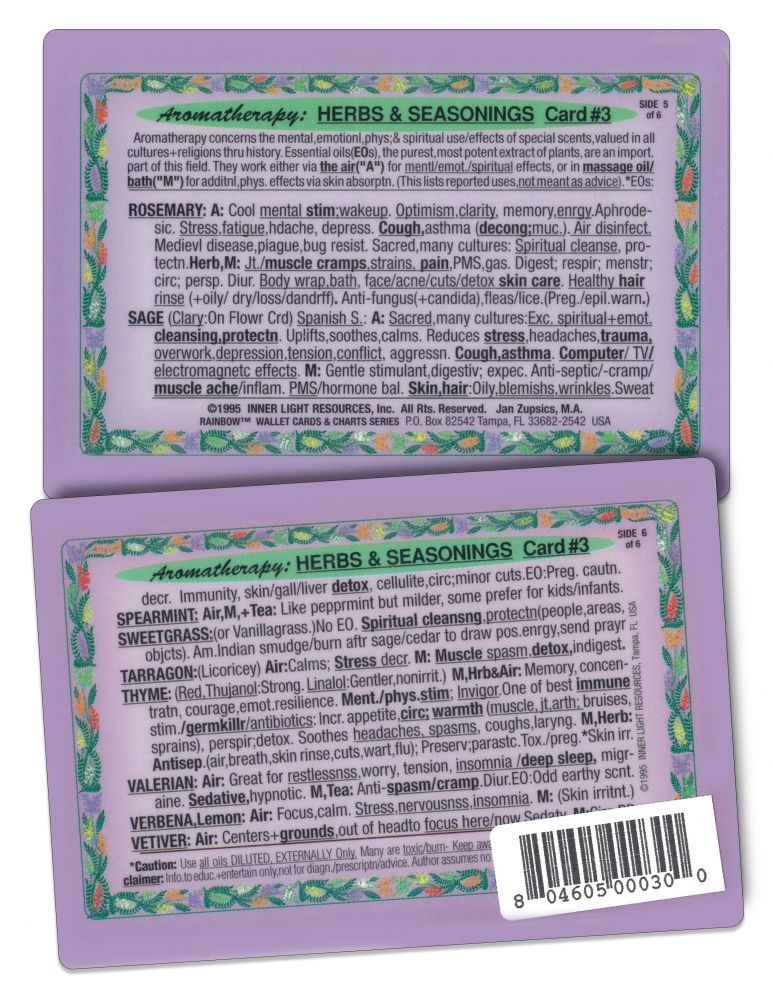 Inner Light Resources Aromatherapy Wallet Cards Aroma Herbs/Seasonings #3