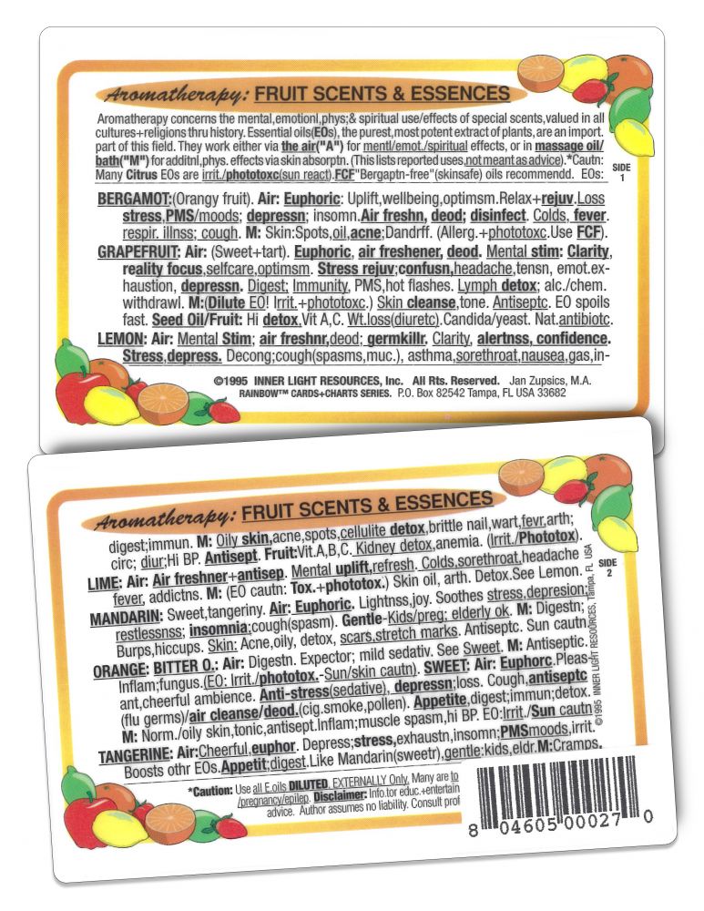 Inner Light Resources Aromatherapy Wallet Cards Aroma Fruit/Scents Essence