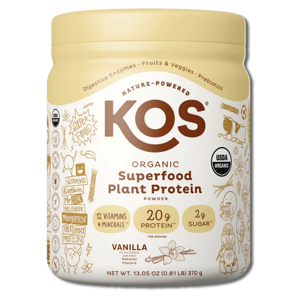 Kos Nutritionals Organic Plant Based Protein Powder Vanilla 10 Serving Jar
