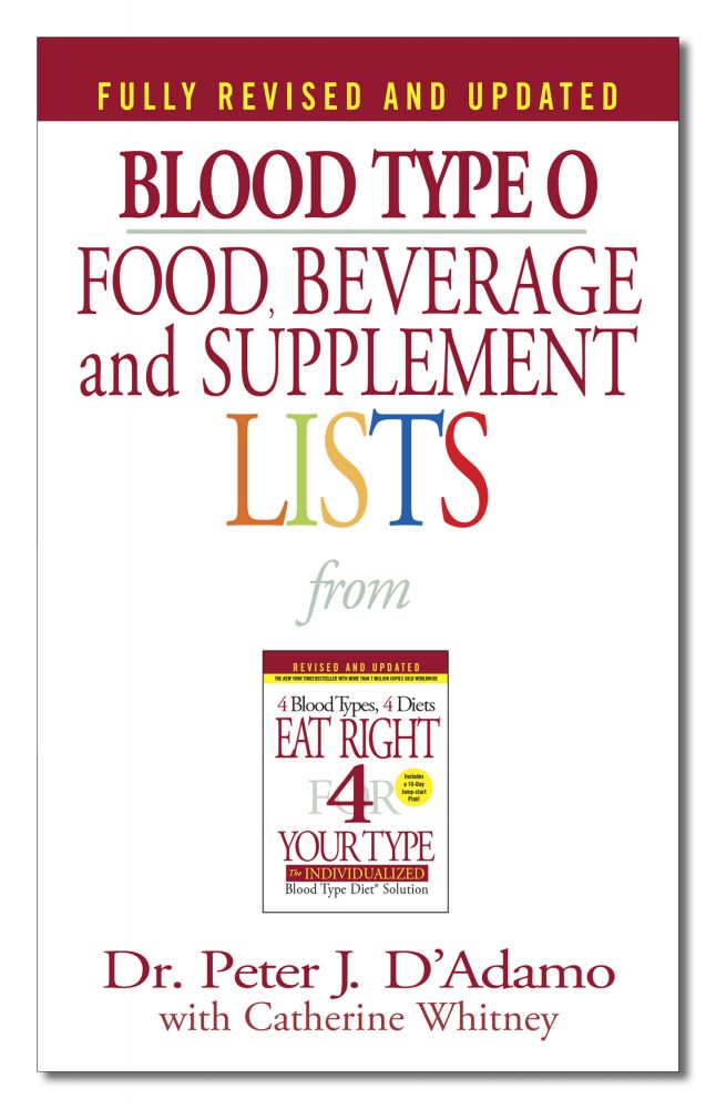 Blood Type O; Food, Beverage & Supplement Lists
