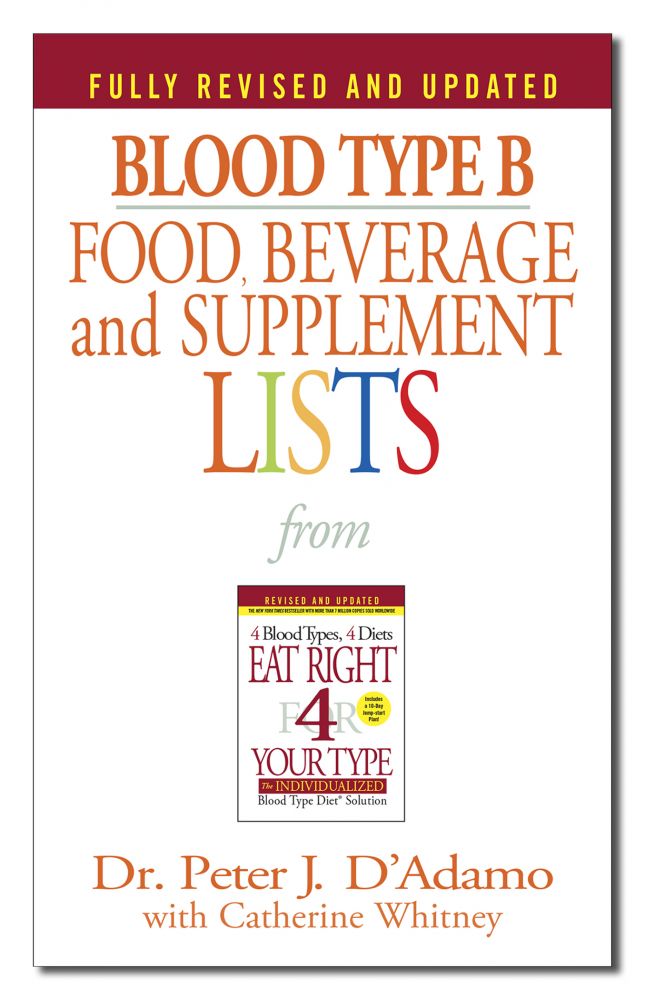 Blood Type B; Food, Beverage & Supplement Lists