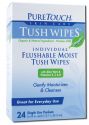 Pure Touch Skin Care Organics Tush Wipes 24 ct