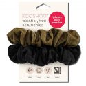 KOOSHOO Plastic Free Hair Accessories Scrunchies Black Olive 2 pk